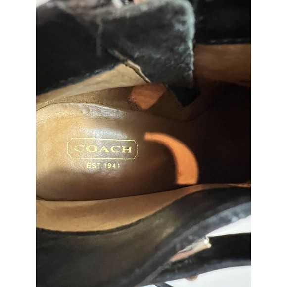 Coach Womens Size 7.5 B Ankle Boots Heels Black Leather Side Zips Pointed Toe - Picture 3 of 8